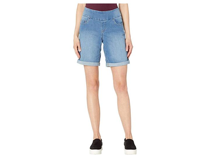 Per Se Wide Waist Five-pocket Denim Shorts (light Wash) Women's Shorts
