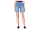 Per Se Wide Waist Five-pocket Denim Shorts (light Wash) Women's Shorts