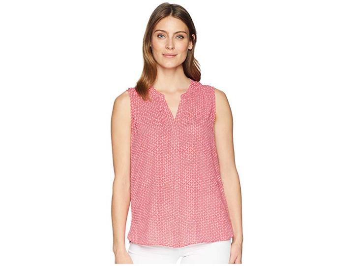 Nydj Sleeveless Pintuck Pleat Back (clover Dots Begonia) Women's Sleeveless