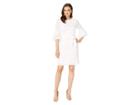 Nine West Swiss Dot Stripe Bell Sleeve V-back Dress (white) Women's Dress