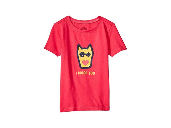 Life Is Good Kids I Woof You Crusher Tee (toddler) (pop Pink) Girl's T Shirt