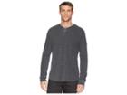 Lucky Brand Burnout Thermal Snap Notch Neck Shirt (pirate Black) Men's Clothing