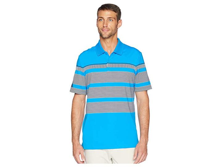 Adidas Golf Ultimate Engineered Stripe Polo (bright Blue/white/collegiate Navy) Men's Clothing