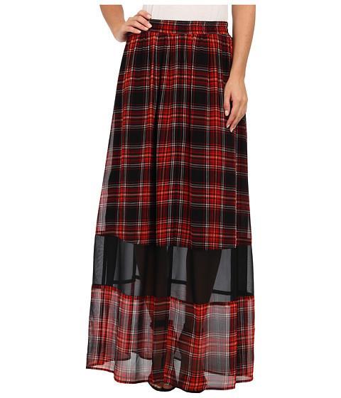 Bcbgeneration Plaid Maxi Skirt Vsu3f059 (bright Red Multi) Women's Skirt