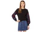 Bcbgeneration Floral Jacquard Pullover Sweater (black) Women's Clothing