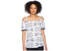 Tribal Woven Crepe Off Shoulder Short Sleeve Blouse (white) Women's Blouse