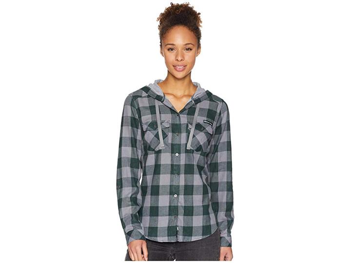 Columbia Collegiate Times Twotm Hooded Long Sleeve Shirt (ms/spruce Check) Women's Long Sleeve Button Up