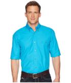 Wrangler George Strait Short Sleeve Solid (turquoise) Men's Clothing