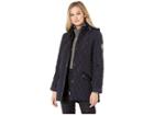 Lauren Ralph Lauren Faux Leather Trim Quilted Anorak (dark Navy) Women's Coat