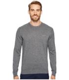 Lacoste Crew Neck Cotton Jersey Sweater With Green Croc (mouline/navy Blue) Men's Sweater