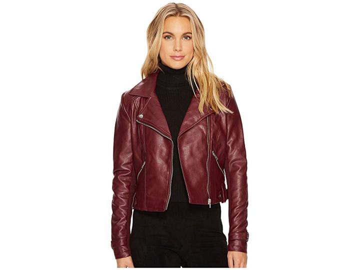 Romeo & Juliet Couture Amour Pu Biker Jacket (burgundy) Women's Clothing