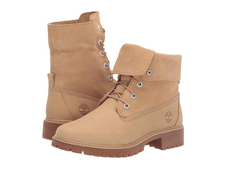 Timberland Jayne Fold Down Boot (medium Beige Nubuck) Women's Lace-up Boots