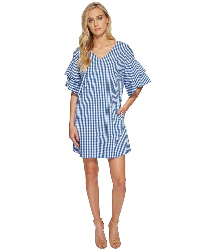 Kensie Gingham Check Dress Ks4k995s (marine Combo) Women's Dress
