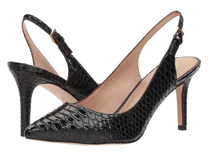 Bcbgeneration Marci Slingback (black Patent Snake Embossed) High Heels
