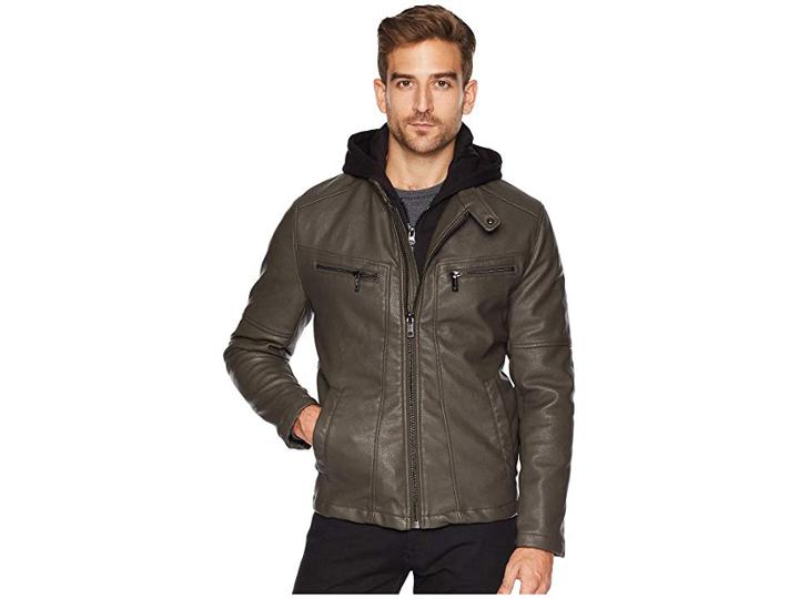 Marc New York By Andrew Marc Moto W/ Removable Fleece Bib/hood (military) Men's Coat
