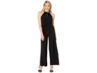 Betsey Johnson Wide Leg Jumpsuit With Pearl Collar (black) Women's Jumpsuit & Rompers One Piece