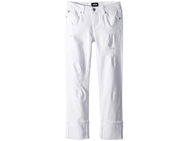 Hudson Kids Jessa Skinny Roll Cuff Crop In White (big Kids) (white) Girl's Jeans