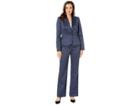 Le Suit One-button Notch Collar Glossy Melange Pants Suit (space Blue) Women's Suits Sets