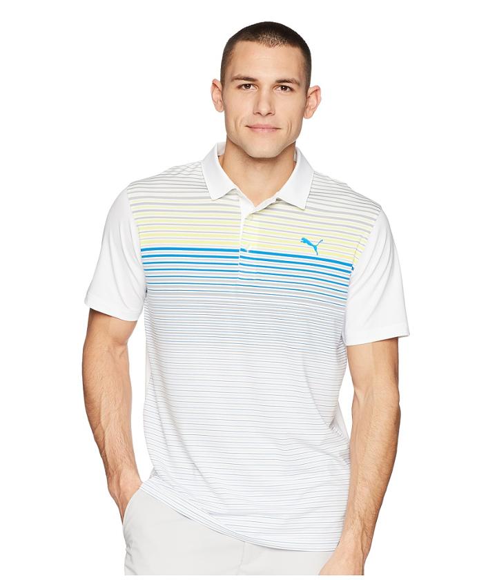Puma Golf Highlight Stripe Polo (lemon Tonic) Men's Short Sleeve Knit