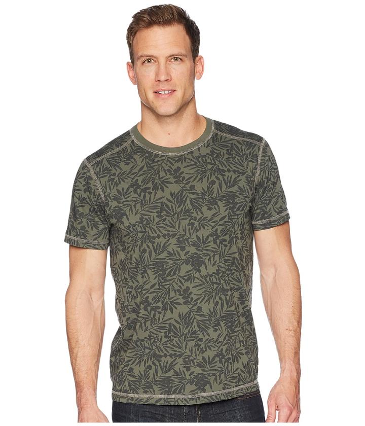 Agave Denim Frisco Woods Short Sleeve Crew Neck Flora Camo Print (thyme) Men's Short Sleeve Pullover