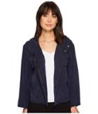 Two By Vince Camuto Bell Sleeve Relaxed Hooded Tencel Crop Jacket (black Iris) Women's Coat