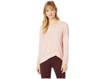 Mod-o-doc Warm And Cozy Sweater Crew Neck Pullover With Overlapped Hem (pink) Women's Sweater