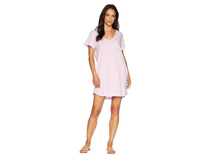 Allen Allen Short Sleeve Vee Dress With Pockets (pink Lady) Women's Dress