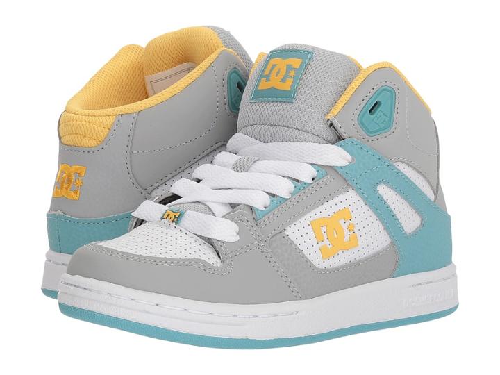 Dc Kids Pure High-top (little Kid/big Kid) (turquoise/citrus) Girls Shoes