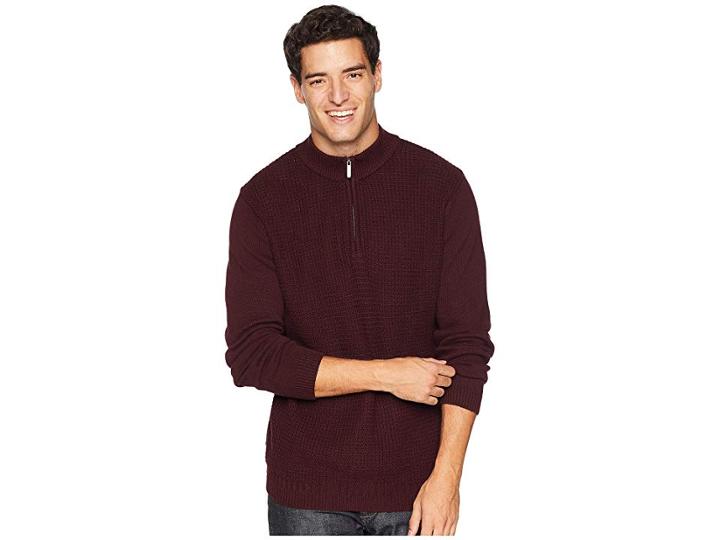 Ben Sherman 1/4 Zip Funnel Neck Sweater (dark Red) Men's Sweater