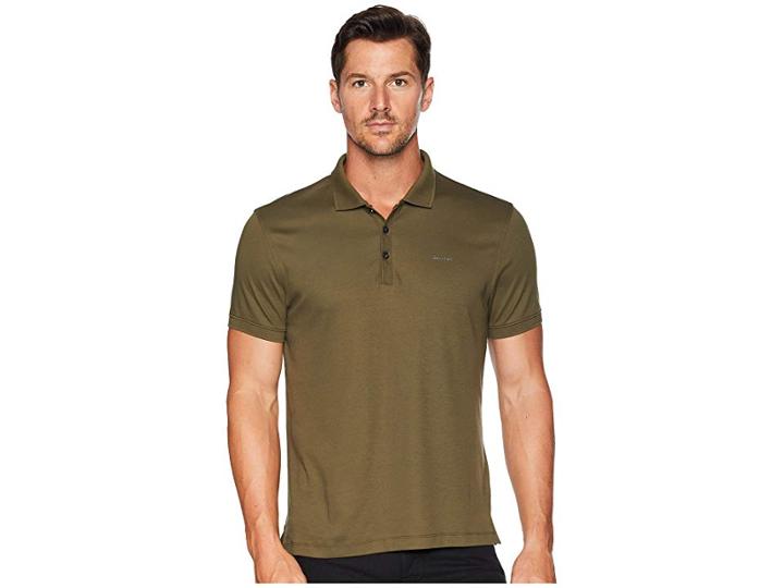 Calvin Klein Liquid Touch Polo Shirt (oak Leaf) Men's Clothing