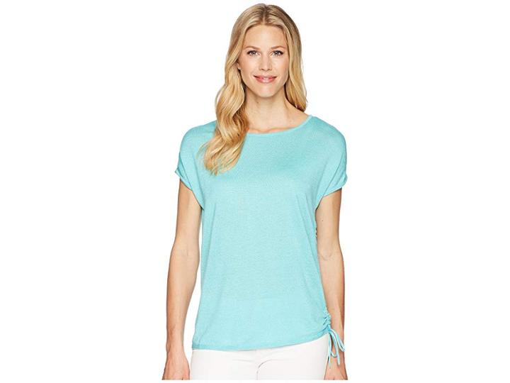 Nic+zoe Refreshing Side Tie Top (aqua) Women's Clothing