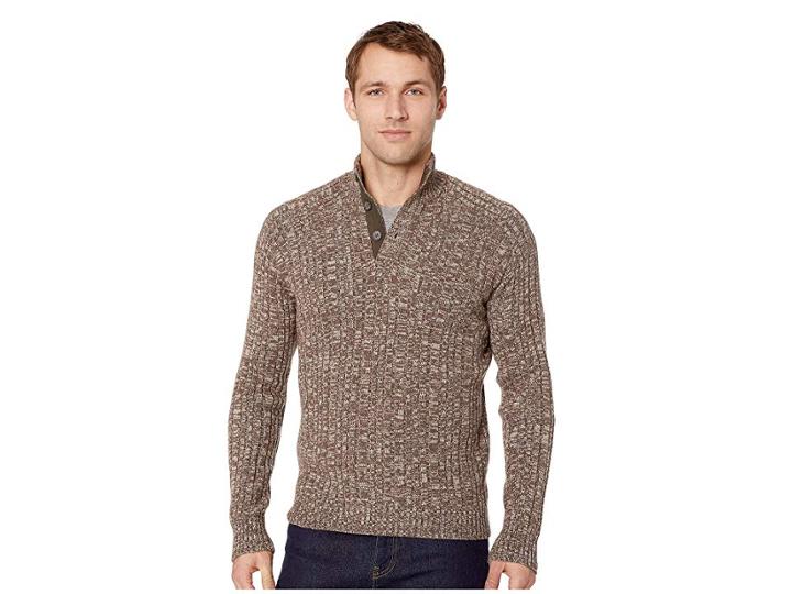 Royal Robbins Oban Button Mock (chocolate) Men's Sweater