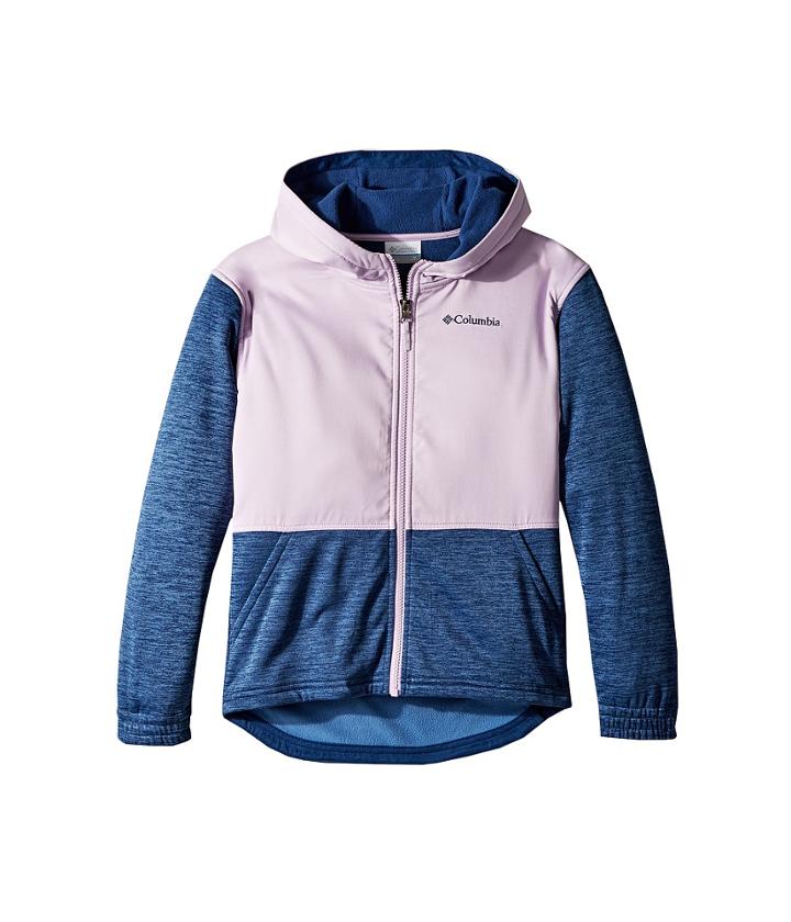 Columbia Kids S'more Adventure Hybrid Hoodie (little Kids/big Kids) (carbon Heather/phantom Purple/carbon Logo) Girl's Sweatshirt