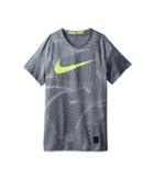 Nike Kids Pro Short Sleeve Printed Training Top (little Kids/big Kids) (cool Grey) Boy's Clothing