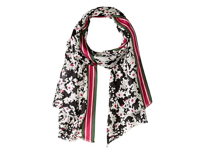 Calvin Klein Pop Color Ditsy Floral Silk Scarf (magenta) Scarves