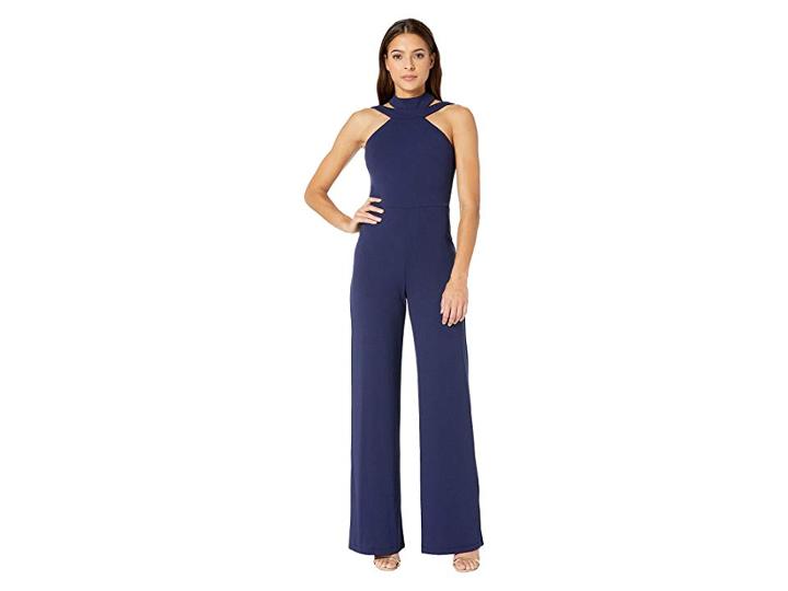 Bebe Choker Neck Jumpsuit (navy) Women's Jumpsuit & Rompers One Piece