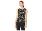 Calvin Klein Printed Pleat Neck Cami (black/cream) Women's Sleeveless