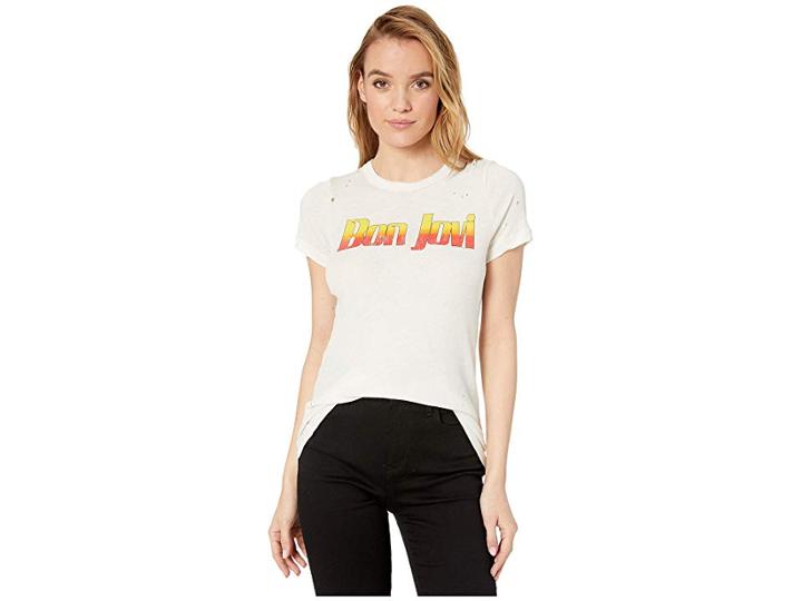 Chaser Gauzy Cotton Jersey Basic Slim Tee (vintage White) Women's Clothing