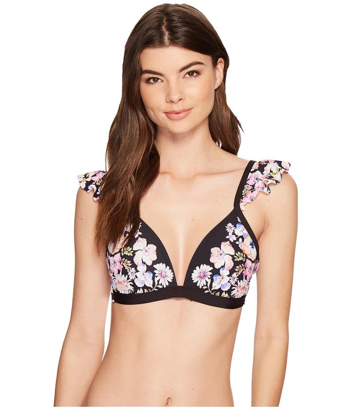 Kenneth Cole Dark Romance Ots Ruffle Push-up Bikini Top (black) Women's Swimwear