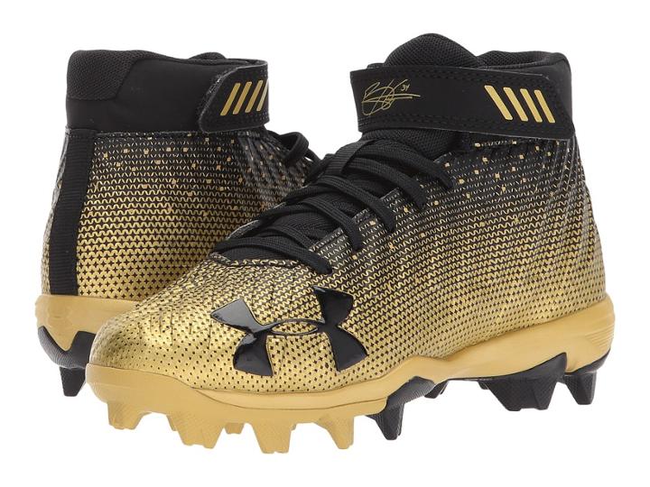 Under Armour Kids Harper Rm Jr. Baseball (little Kid/big Kid) (black/metallic Gold) Kids Shoes