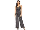 Adelyn Rae Kipling Woven Striped Jumpsuit (black/red) Women's Jumpsuit & Rompers One Piece