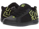Dc Kids Court Graffik Se Glow (little Kid/big Kid) (black/black/soft Lime) Boys Shoes
