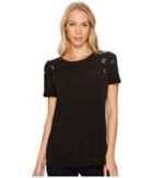 Michael Michael Kors Short Sleeve Armhole Lacing Tee (black) Women's T Shirt