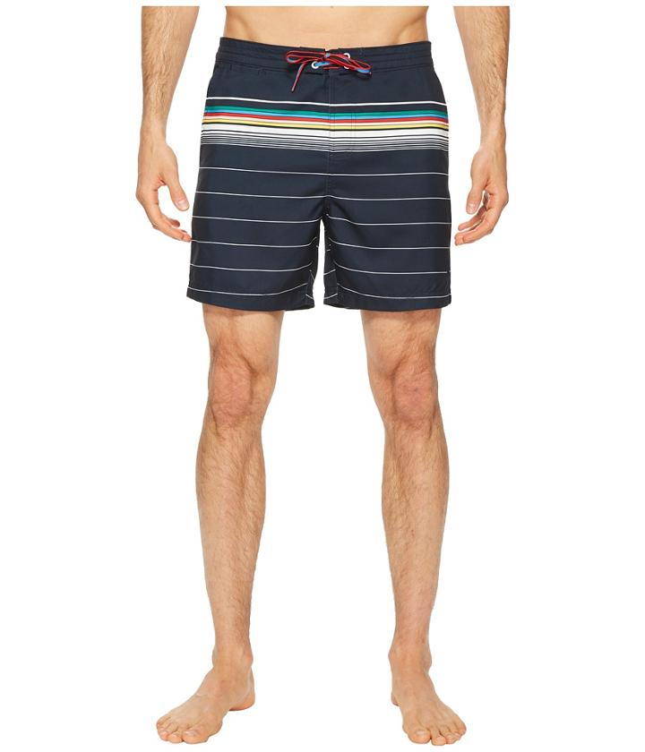 Original Penguin Engineered Bold Stripe Fixed Volley Swim Trunks (dark Sapphire) Men's Swimwear