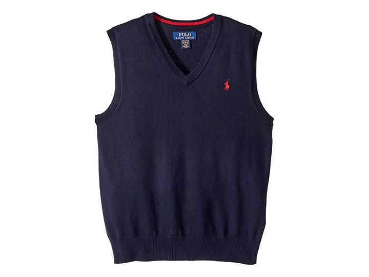 Polo Ralph Lauren Kids Cotton Sweater Vest (big Kids) (navy Heather) Boy's Sweater