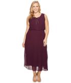 Sangria Plus Size Pleated Midi Dress (dark Berry) Women's Dress