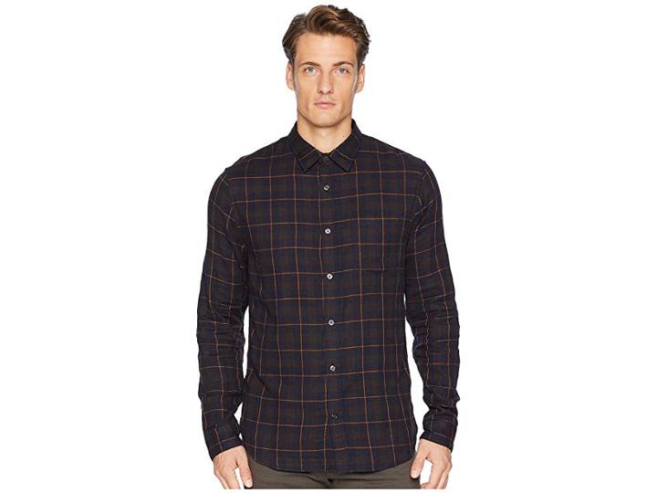 Vince Double Face Plaid Long Sleeve (coastal) Men's Clothing