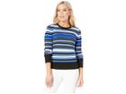 Lauren Ralph Lauren Petite Striped Cotton-blend Sweater (blue Ocean Multi) Women's Clothing