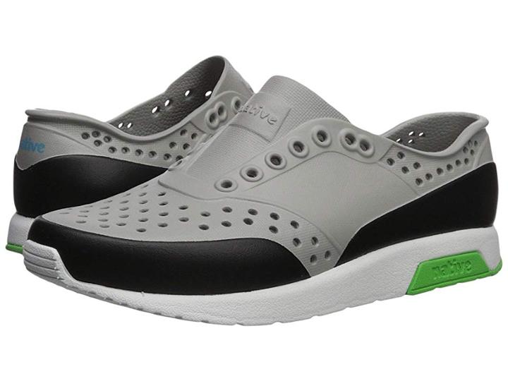 Native Kids Shoes Lennox Block (little Kid) (pigeon Grey/shell White/riddle Green/jiffy Block) Kids Shoes