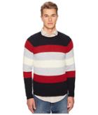 Eleventy Spunia Wide Stripes Sweater (navy/red/cream) Men's Sweater